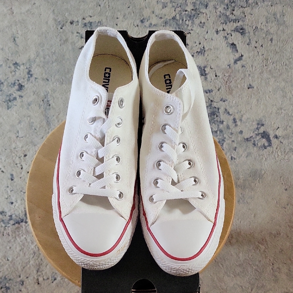 Converse Optical White Sneakers with Red Accents